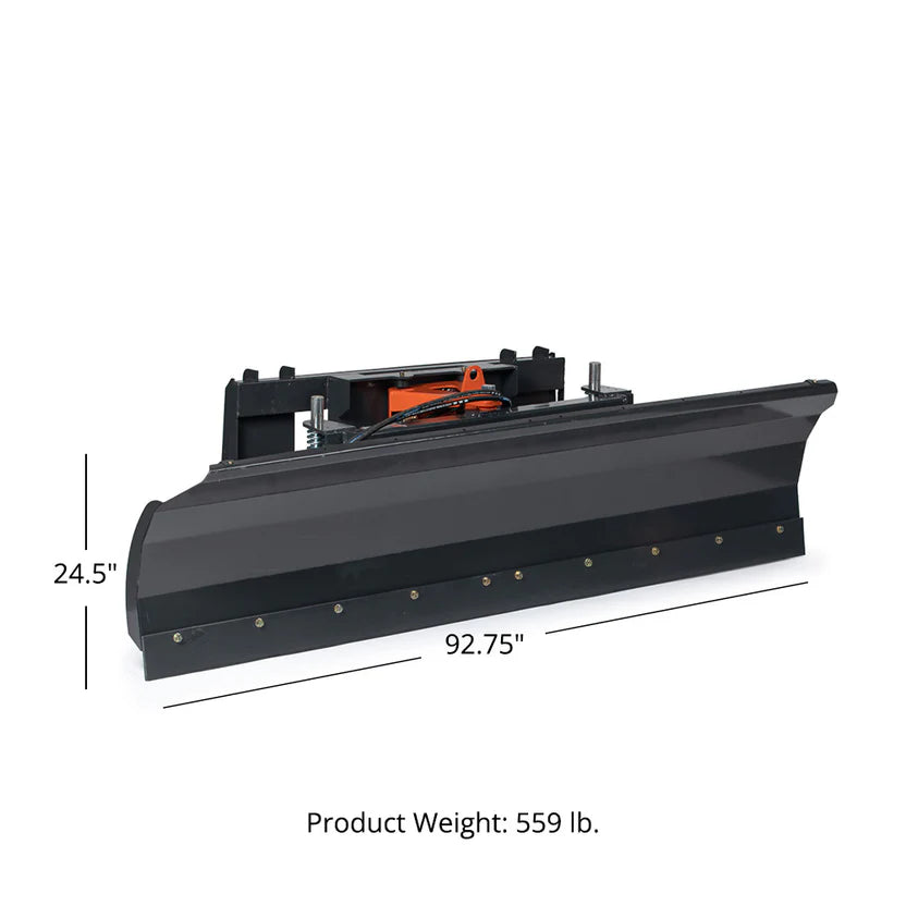 Titan Attachments Hydraulic Dozer Blade | 79″–92″ Width | 28° Hydraulic Angle | 497–559 lb | 10–25 GPM Flow | For Skid Steers