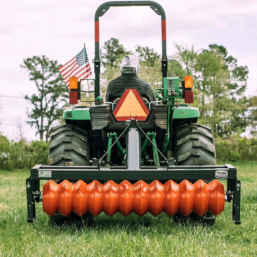 Titan Attachments Cultipacker | 72" Working Width | 15" Wheels | 3-Point Hitch | Titan Quick Hitch Compatible | Horsepower 25–45 HP | For Tractors