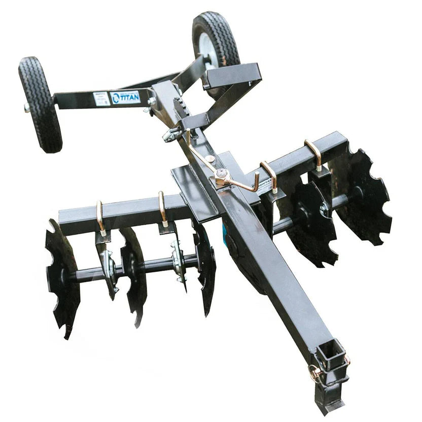 Titan Attachments Disc Harrow | 4' Working Width | 16" Notched Discs | 2" Ball Hitch | Min. 18 HP / 350cc ATV Required | For ATV Tow-Behind