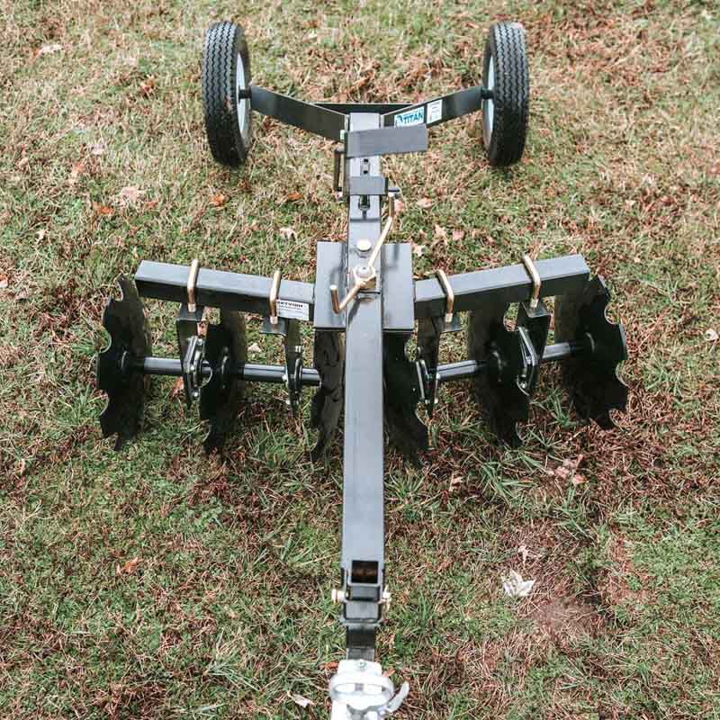 Titan Attachments Disc Harrow | 4' Working Width | 16" Notched Discs | 2" Ball Hitch | Min. 18 HP / 350cc ATV Required | For ATV Tow-Behind
