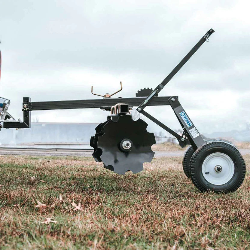 Titan Attachments Disc Harrow | 4' Working Width | 16" Notched Discs | 2" Ball Hitch | Min. 18 HP / 350cc ATV Required | For ATV Tow-Behind