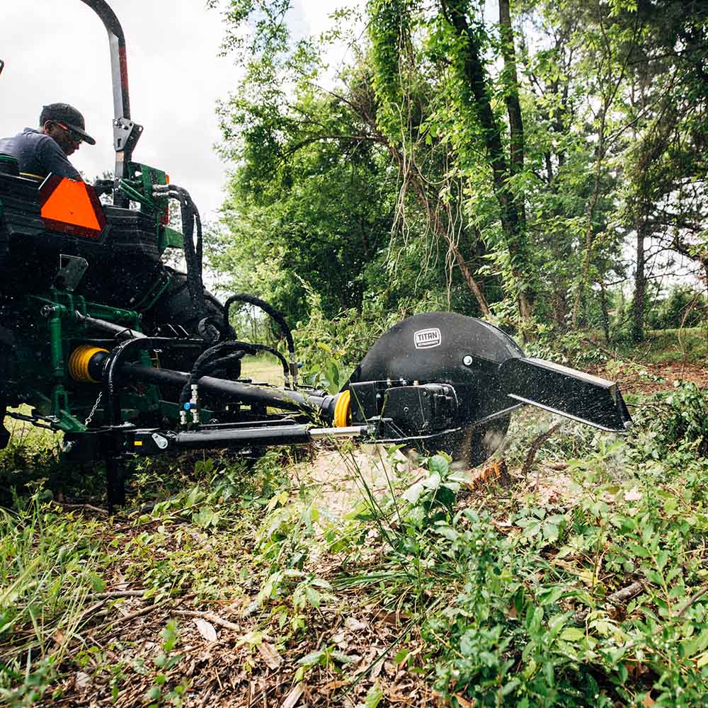 Titan Attachments Pro Series PTO Stump Grinder | 24″ Cutting Wheel | 12″ Depth | 42″ Width | Horsepower 20–60 HP | For Tractors