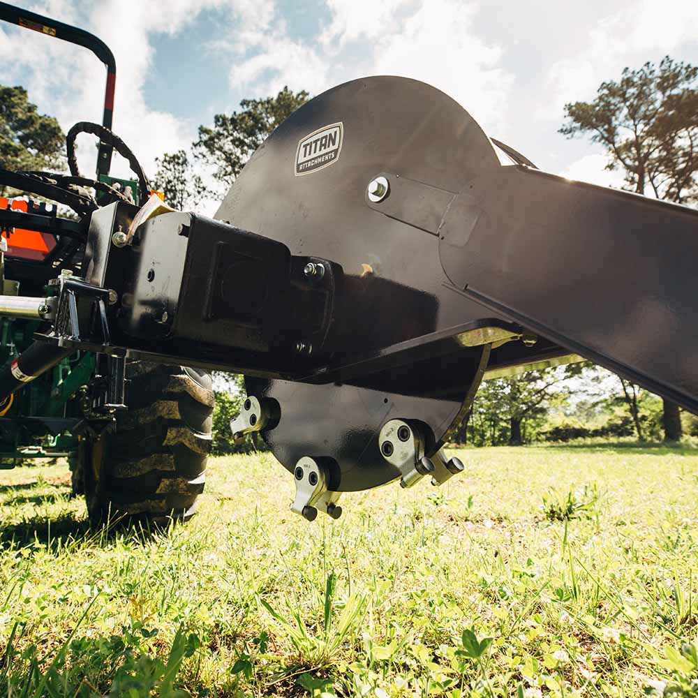 Titan Attachments Pro Series PTO Stump Grinder | 24″ Cutting Wheel | 12″ Depth | 42″ Width | Horsepower 20–60 HP | For Tractors