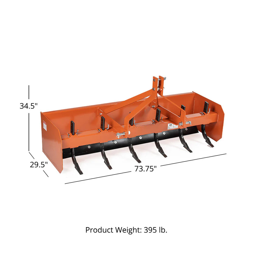 Titan Attachments Box Blade Scraper | Heavy-Duty Steel | 4'–7' Width Options | 296–443 lbs | Horsepower 18–45 HP | For Tractors