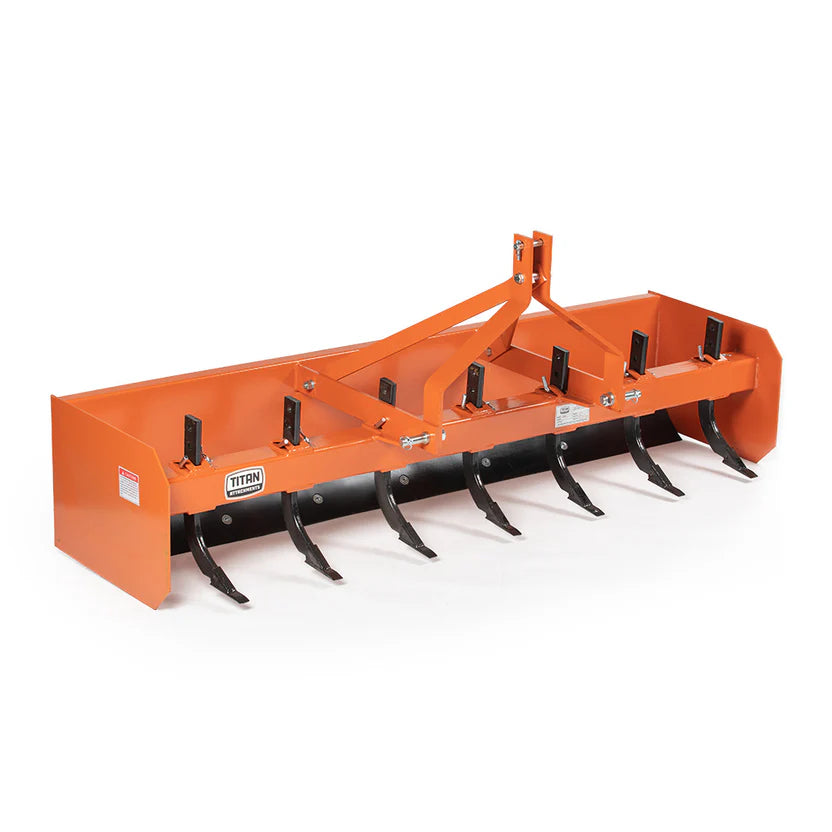 Titan Attachments Box Blade Scraper | Heavy-Duty Steel | 4'–7' Width Options | 296–443 lbs | Horsepower 18–45 HP | For Tractors
