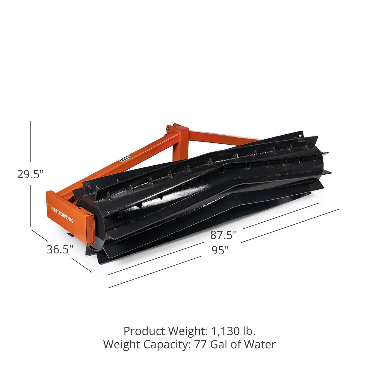 Titan Attachments 3-Point Crimper Roller | Overall Width 6' & 8' Ft | Horsepower 50 HP | For Tractors