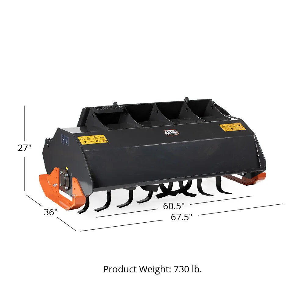 Titan Attachments Rotary Tiller | 60" / 72" Cutting Width Steer For Skid Steer