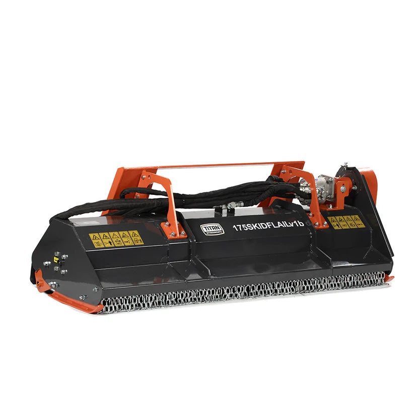 Titan Attachments Flail Mower | Hydraulic Hammer Blade Mulcher | Cutting Width 60" & 68" | Oil Flow13–21 GPM | For Skid Steers