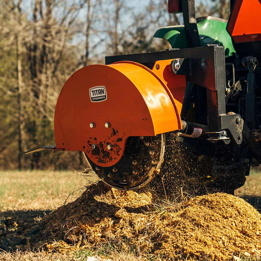 Titan Attachments PTO Stump Grinder | 24" Cutting Wheel | 6.7" Depth | 540 RPM | 15–45 HP | For Tractors
