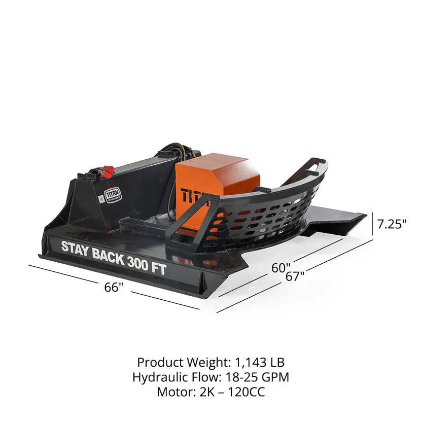Titan Attachments Brush Cutter | 60" Width | 8" Dia. Capacity | 18–25 GPM | For Skid Steers