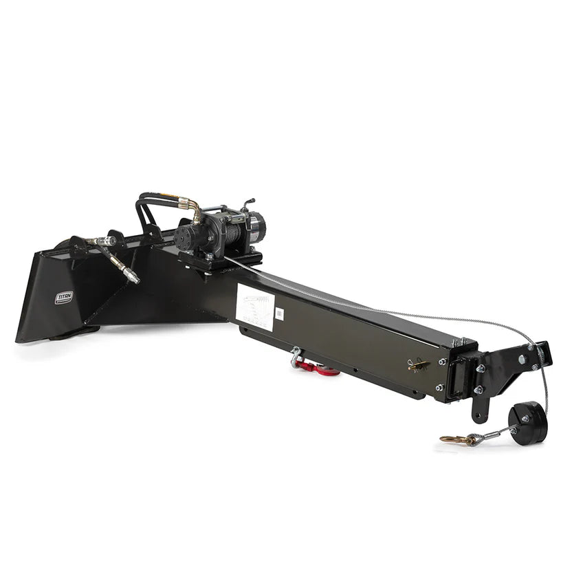 Titan Attachments Crane Jib Attachment | 3-Ton Swivel Hook | 46.25" Width | Oil Flow Range Flow 4–15 GPM | For Skid Steers