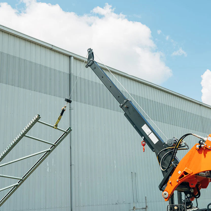 Titan Attachments Crane Jib Attachment | 3-Ton Swivel Hook | 46.25" Width | Oil Flow Range Flow 4–15 GPM | For Skid Steers