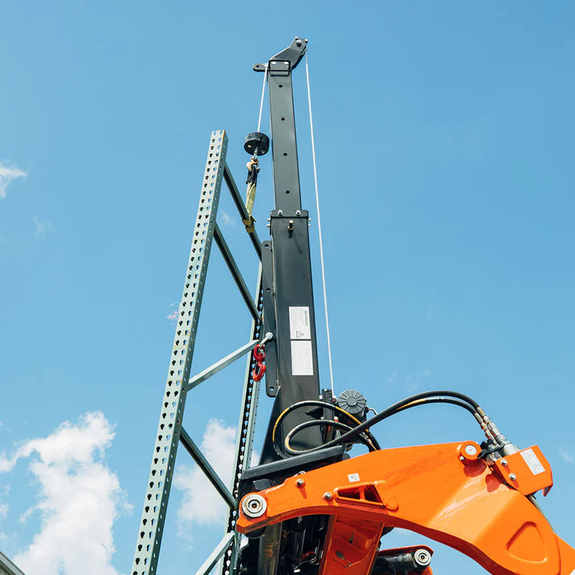 Titan Attachments Crane Jib Attachment | 3-Ton Swivel Hook | 46.25" Width | Oil Flow Range Flow 4–15 GPM | For Skid Steers