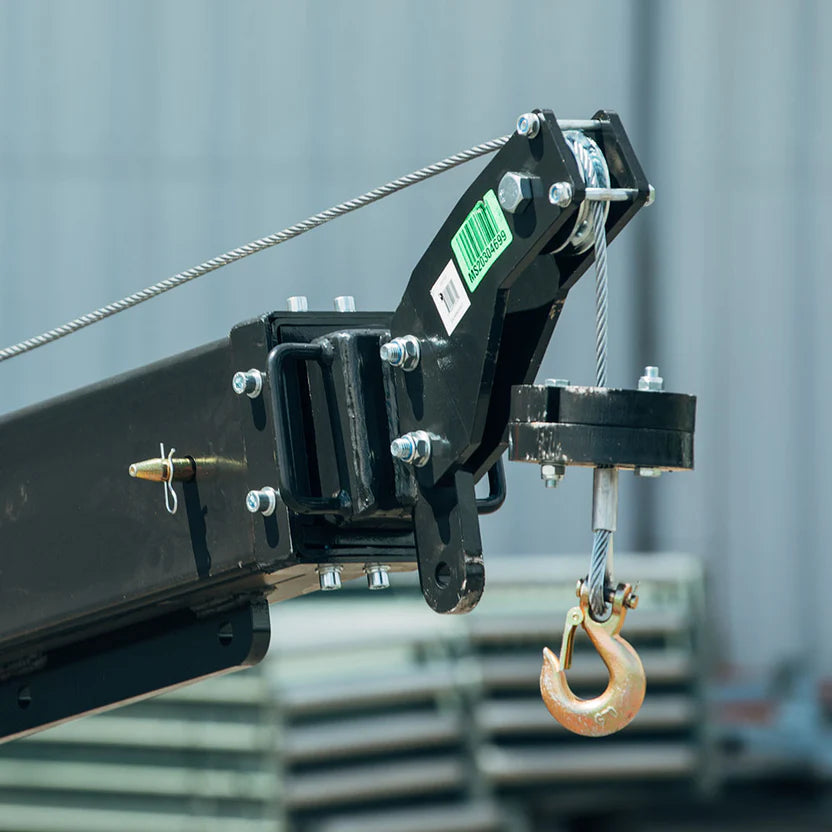 Titan Attachments Crane Jib Attachment | 3-Ton Swivel Hook | 46.25" Width | Oil Flow Range Flow 4–15 GPM | For Skid Steers