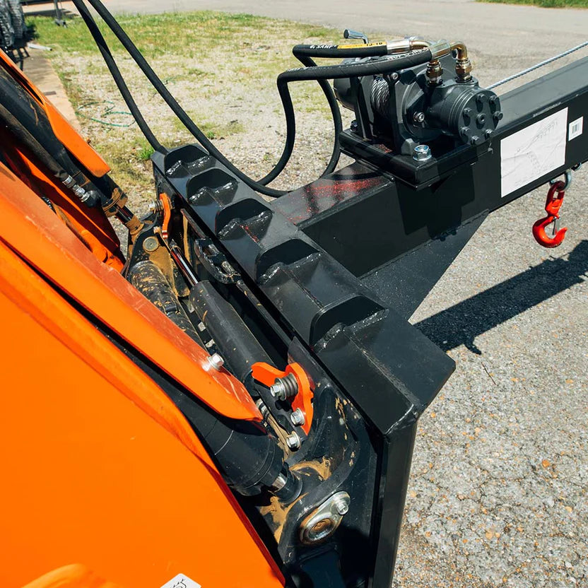 Titan Attachments Crane Jib Attachment | 3-Ton Swivel Hook | 46.25" Width | Oil Flow Range Flow 4–15 GPM | For Skid Steers
