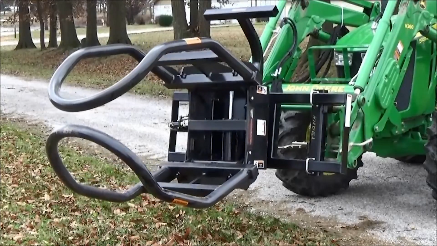 Worksaver | Rotating Bale Hugger | Model 832995/832379 | Capacity 2,200 lb Max | Rotation 110° | Hydraulic Flow 8-12 GPM | For Skid Steer
