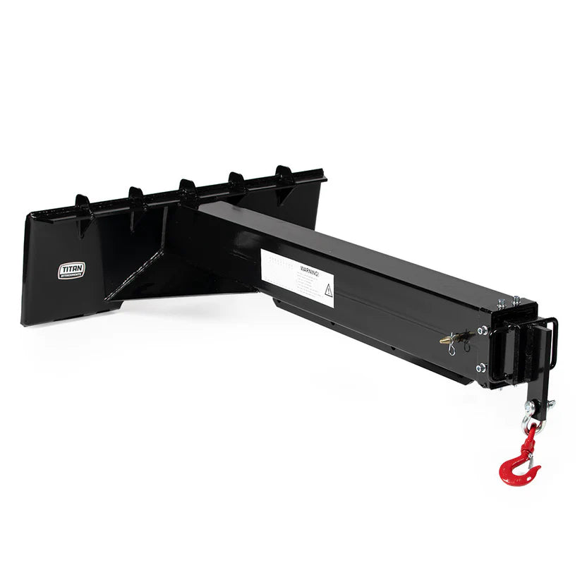 Titan Attachments Crane Jib Attachment | 3-Ton Swivel Hook | 46.25" Width | Oil Flow Range Flow 4–15 GPM | For Skid Steers