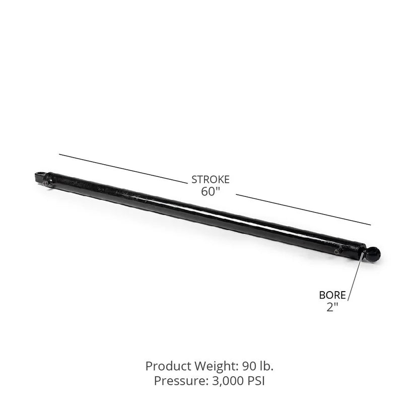 Titan Attachments Replacement Cylinder 20 FT Economy Telescoping Truss Boom | 60" Stroke | 3.5" Width | Oil Flow Range 12 GPM | For Skid Steer