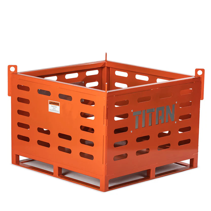 Titan Attachments Material Basket | 4,000 lb Capacity | 42" Interior Width | 4-Way Fork Access | 380 lbs | 10–25 GPM Hydraulic Flow | For Skid Steer