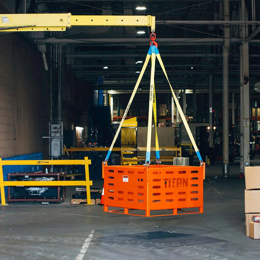 Titan Attachments Material Basket | 4,000 lb Capacity | 42" Interior Width | 4-Way Fork Access | 380 lbs | 10–25 GPM Hydraulic Flow | For Skid Steer
