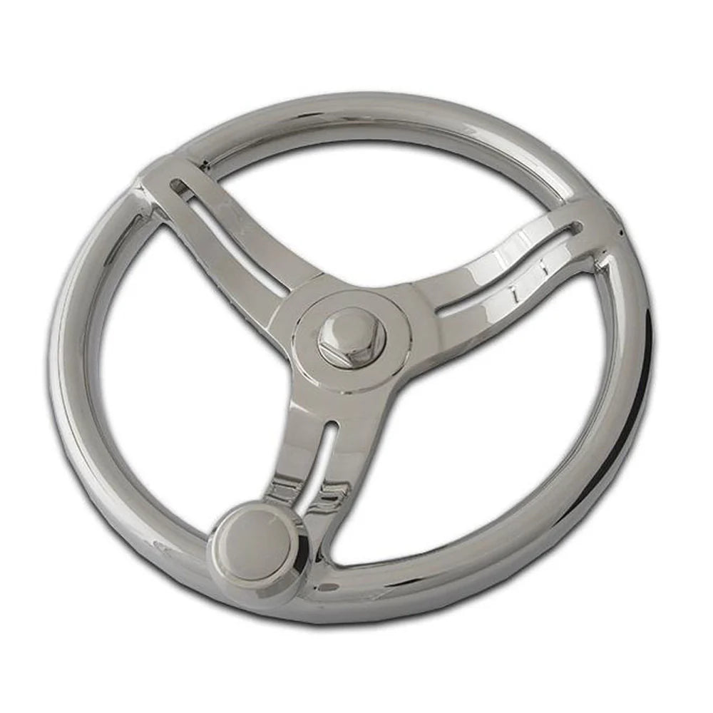 Gemlux | Belloca Steering Wheel | Model 152307 | 13.75" Diameter | Weight 7.4 lb | Stainless Steel | With Deluxe Control Knob | For Boats & Yachts