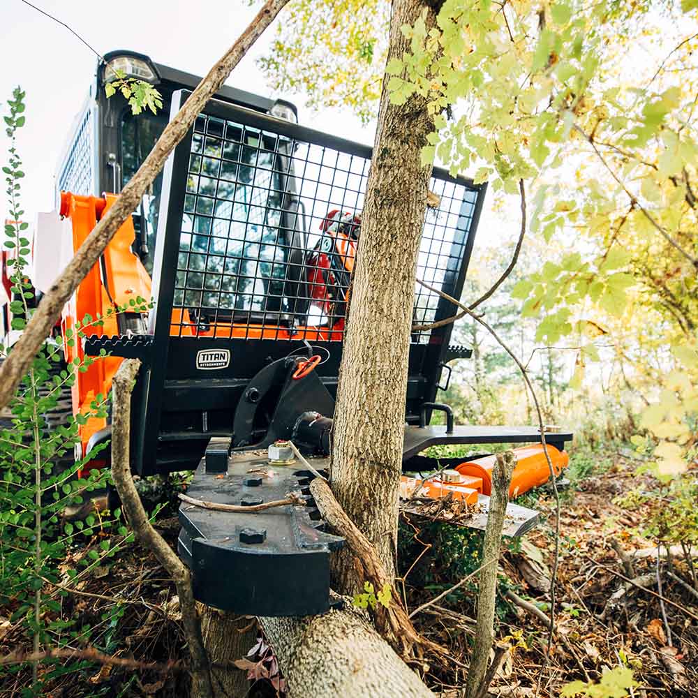 Titan Attachments Rotating Tree Shear | Max Cut Diameter 12" inches | Overall Width 55" inches | Oil Flow Range 12–32 GPM | For Skid Steers