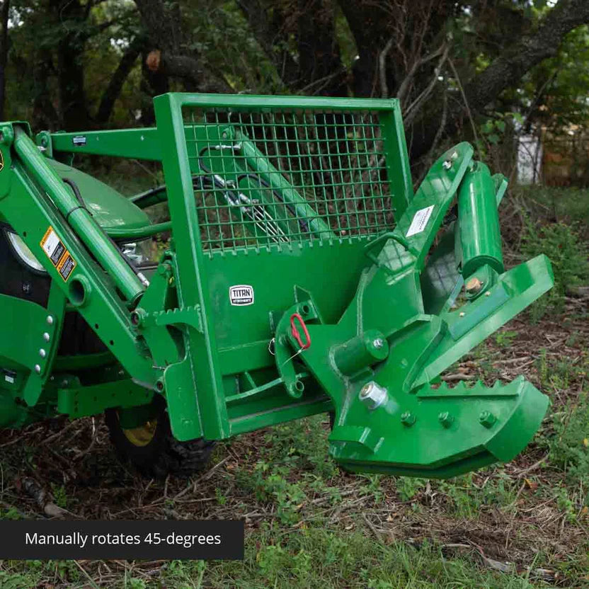 Titan Attachments Rotating Tree Shear | Cutting Force 30 Ton | Width 55″ | 3,000 PSI Max | Manual Rotation +90° | Horsepower 25–90 HP | For Tractors