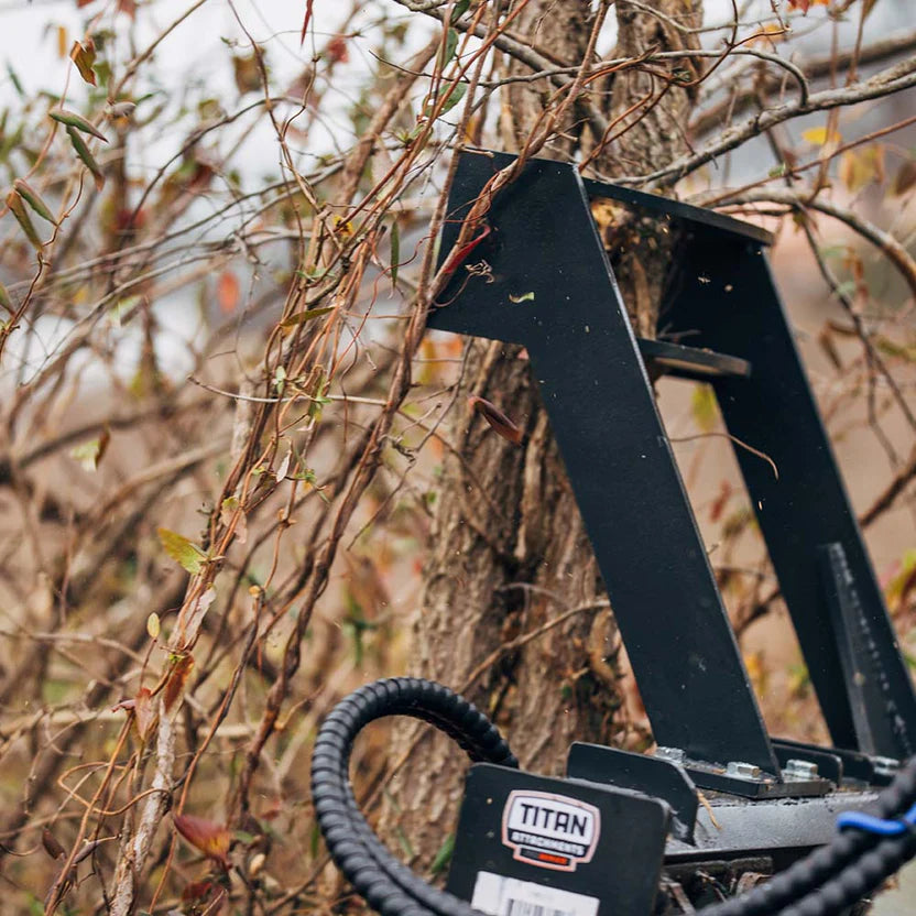 Titan Attachments Post & Tree Puller | 12" Max Opening | 46" Width | 3,000 PSI Clamping Force | 4"x4" Steel Frame | Oil Flow Rate 10–25 GPM | For Skid Steers