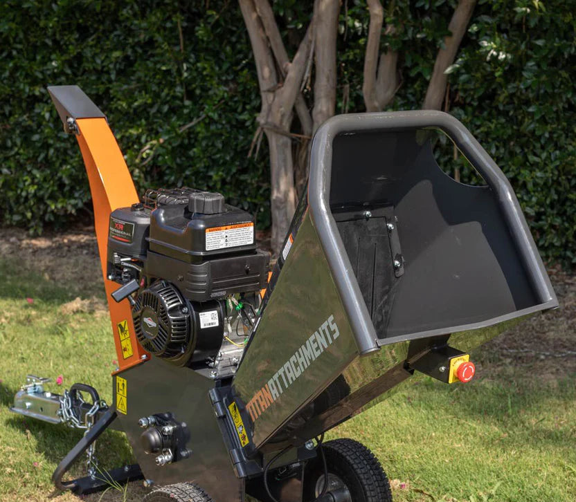 Titan Attachments Wood Chipper | 3" Capacity | 208cc Briggs & Stratton | 22.25" Width | 187 lb | 6.5 HP | Tow-Behind | For ATV/UTV