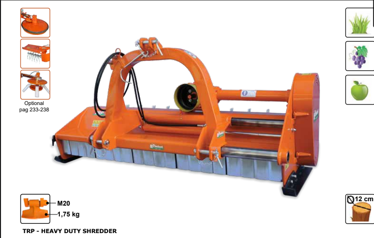 Rinieri Branch Shredder TRP 150 - 250 Model | 59"-98" Working Width | 45 - 120HP For Tractor
