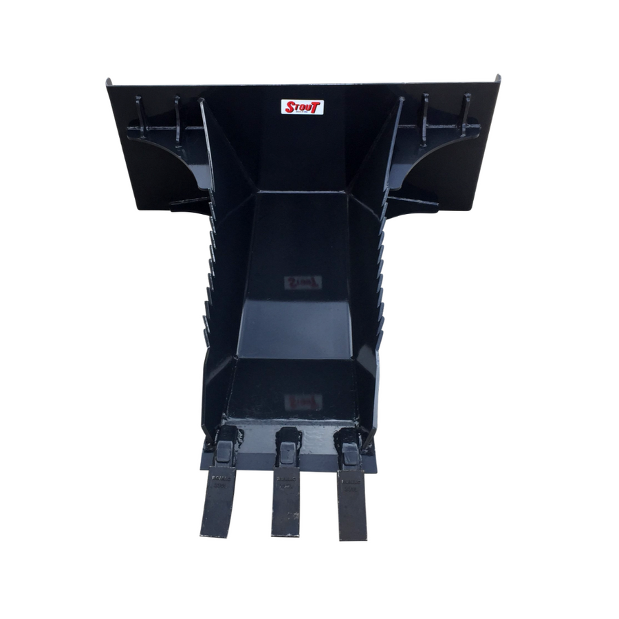 STOUT | XL Stump Bucket with Teeth | Serrated Sides | 48" Width | Hydraulic Flow 15-25 GPM | For Skid Steers