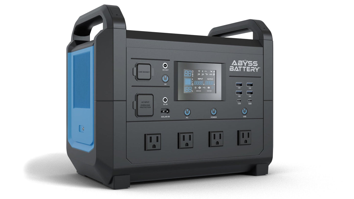ABYSS® | AB-1600W | Portable Power Station | Nominal Power 1600W / 1536Wh | LiFePO4 Battery | For Camping, RVs, Home & Off-Grid Adventures