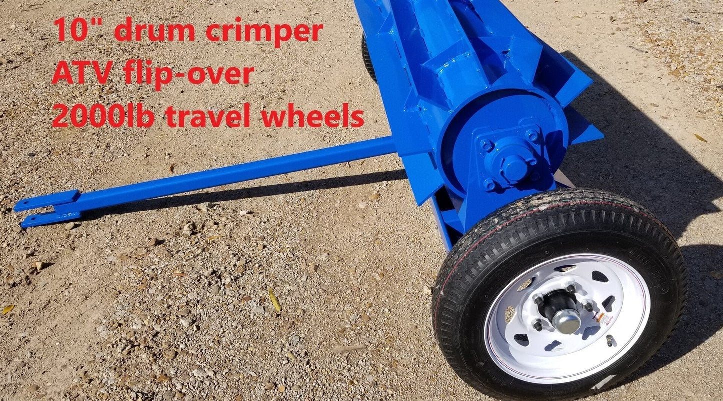 Ripping It Outdoors 8ft. Roller Crimper 3 Point - Pull Type Dry/Wet for Food Plots | For ATV / UTV / Tractor