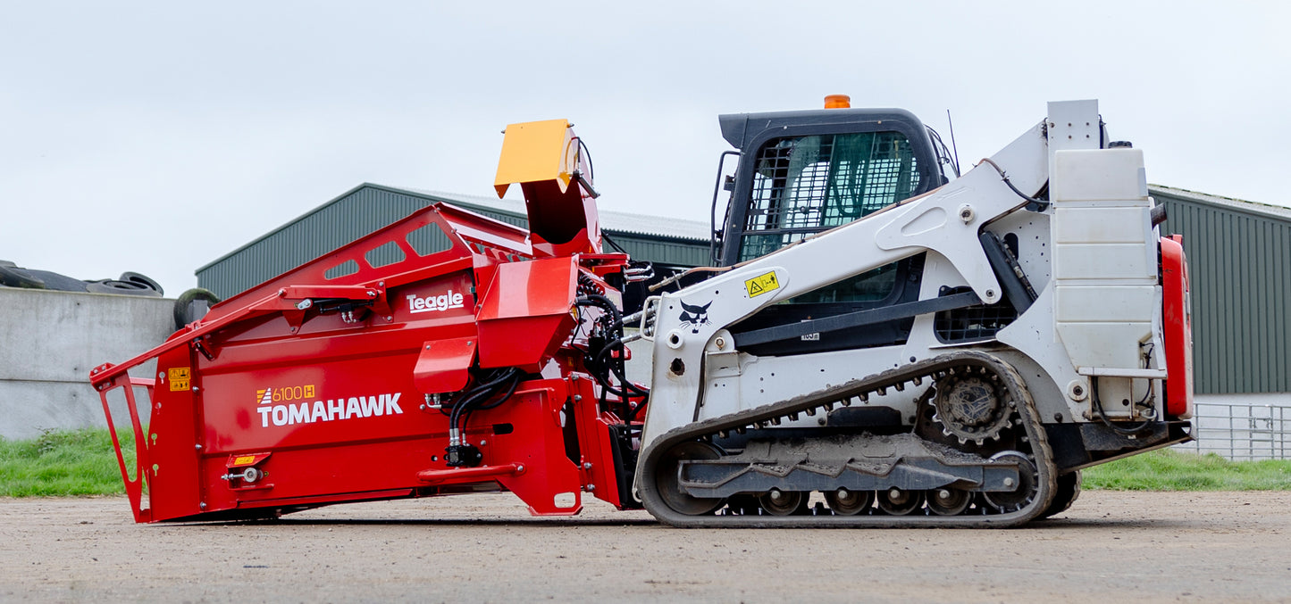 Teagle | Tomahawk Bale Processor | Model 6100H | Bale Width 60" | Hydraulic Flow 10 to 20 GPM | Horsepower 70 HP | For Skid Steers, Tractors & Compact Loaders