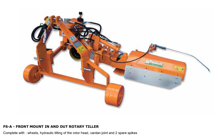 Rinieri Inter-Row Rotary Tillers | FS-A Series | Working Width 22"-33" inches | Horsepower 30-50 HP | For Tractor
