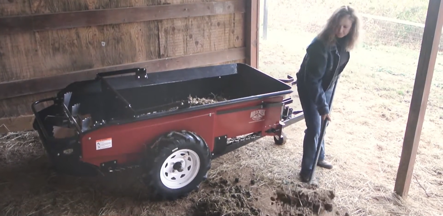 Millcreek | Compact Manure Spreader | Models 27+ & 37+ | 28" To 34″ Width | Capacity 28 cu. ft. To 37.3 cu. ft. | Ground Drive | Horsepower 12 To 15 HP | For Tractors