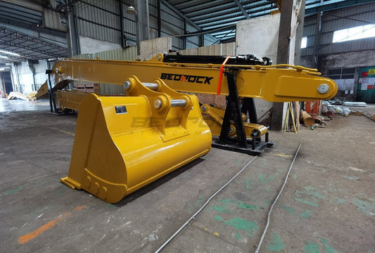 Bedrock Attachments Long Reach Arm and Boom | Reach 66' Ft | Machine Size 30-35 Tons | For Excavators CAT 329E/329EL/329F/330F/330FL