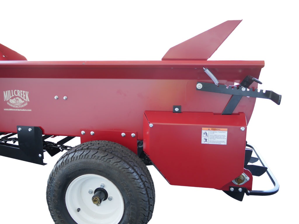 Millcreek | Small Top Dresser | Model 2100 Turf Tiger | 28 cu. ft. Capacity | Ground Driven | Horsepower15HP | For Tractor