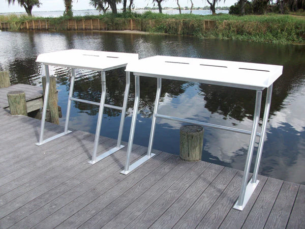 RIO MARINE CUSTOMS | Fish Cleaning Table | Model SLFCS50-4 | 50" W x 23" D | Streamlined Dock Solution | Universal Waterfront Dock