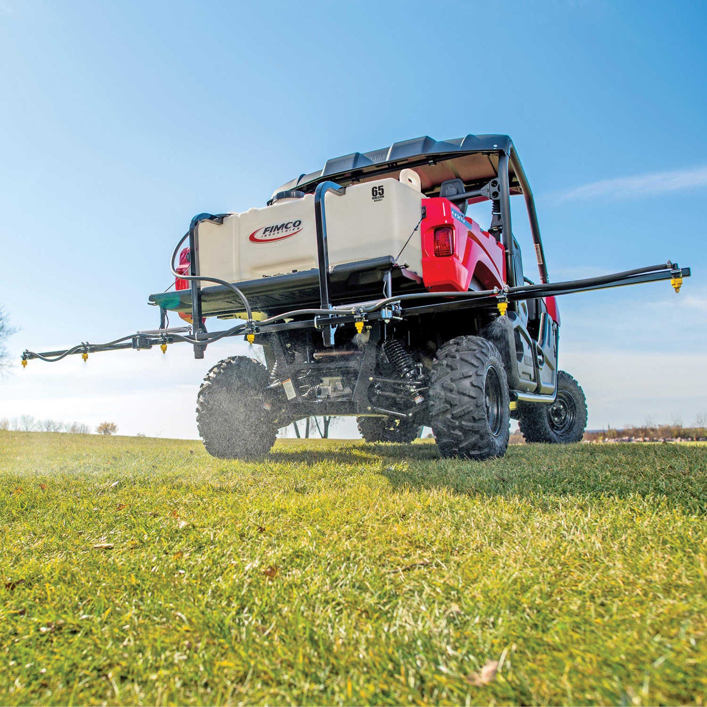 Fimco | UTV Sprayers with 7 Nozzle Boom | Models UTV-45-7 & UTV-65-7 | Tank Capacity 45 & 65 Gallons | Widths 30" & 34.5" | Flow Rate 4.5 GPM