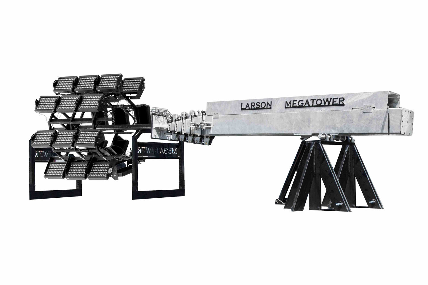Larson Electronics 65' Fold-Over Light Mast - (20) 500W LEDs - Auto Retract - Designed for Installation on Concrete Pad