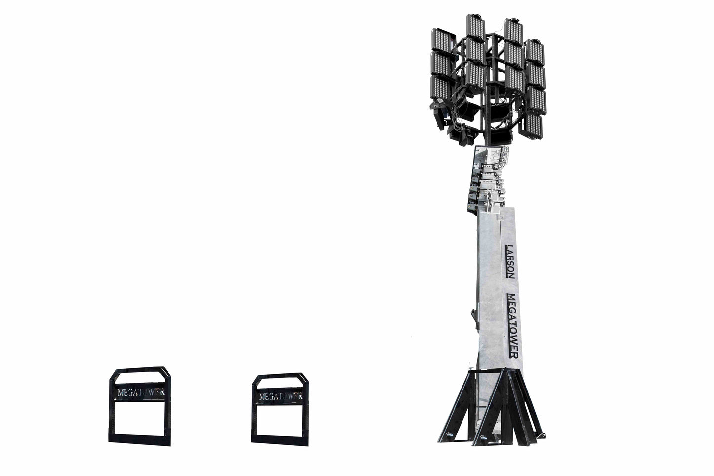 Larson Electronics 65' Fold-Over Light Mast - (20) 500W LEDs - Auto Retract - Designed for Installation on Concrete Pad