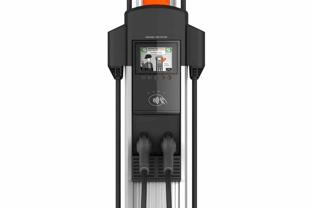 Larson Electronics Dual Station EV Charger - 240V, 1-phase - Level 2 Charger, (2) Ports - Pedestal Mount/Outdoor Rated