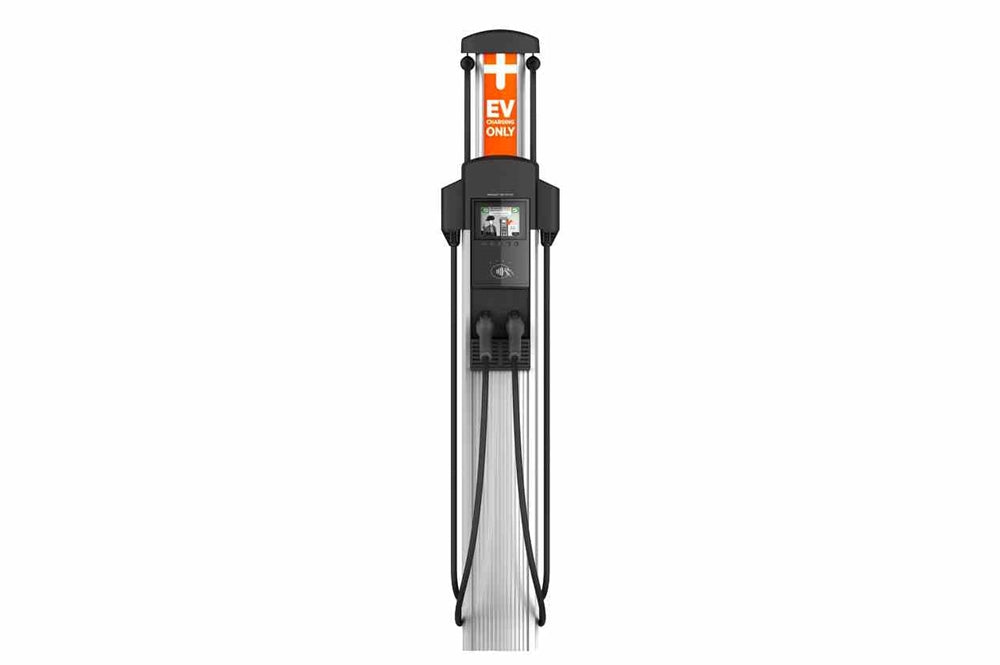Larson Electronics Dual Station EV Charger - 240V, 1-phase - Level 2 Charger, (2) Ports - Pedestal Mount/Outdoor Rated