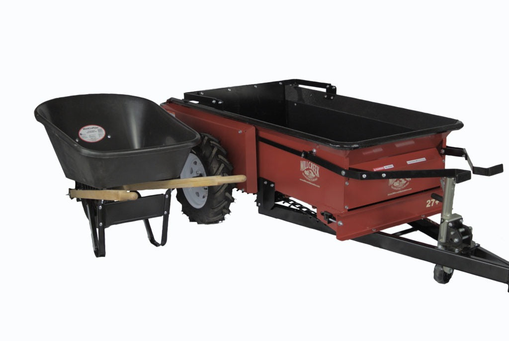 Millcreek | Compact Manure Spreader | Models 27+ & 37+ | 28" To 34″ Width | Capacity 28 cu. ft. To 37.3 cu. ft. | Ground Drive | Horsepower 12 To 15 HP | For Tractors