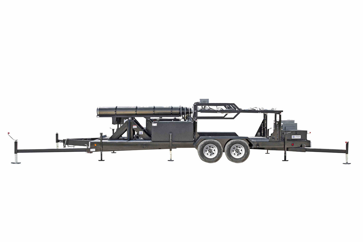 Larson Electronics 50' Pneumatic Megatower™ on 21' Trailer - (16) 500 Watt LED Lights, (4) Cameras, 2TB NVR, Router - 11KW Genset