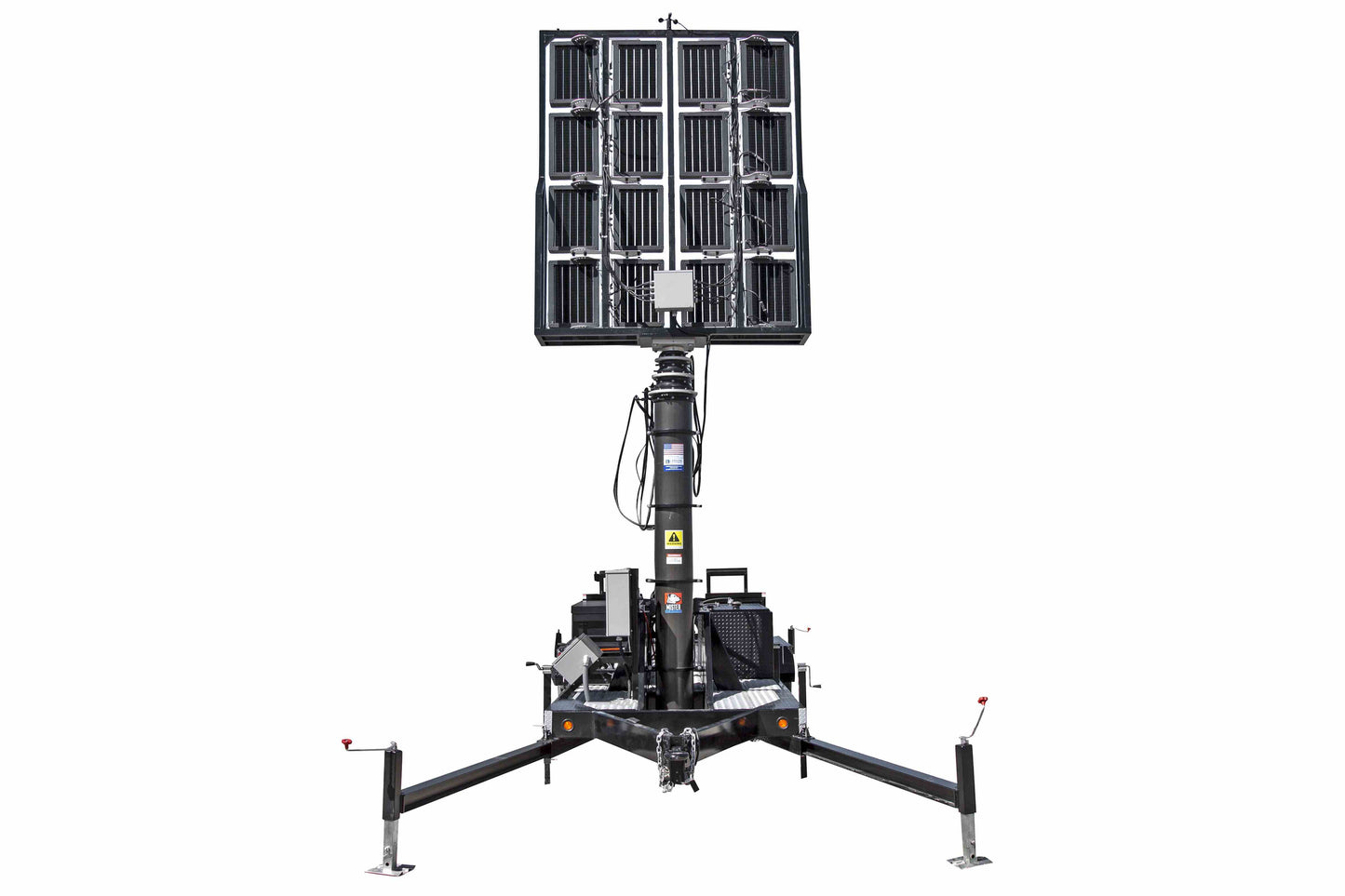 Larson Electronics 50' Pneumatic Megatower™ on 21' Trailer - (16) 500 Watt LED Lights, (4) Cameras, 2TB NVR, Router - 11KW Genset