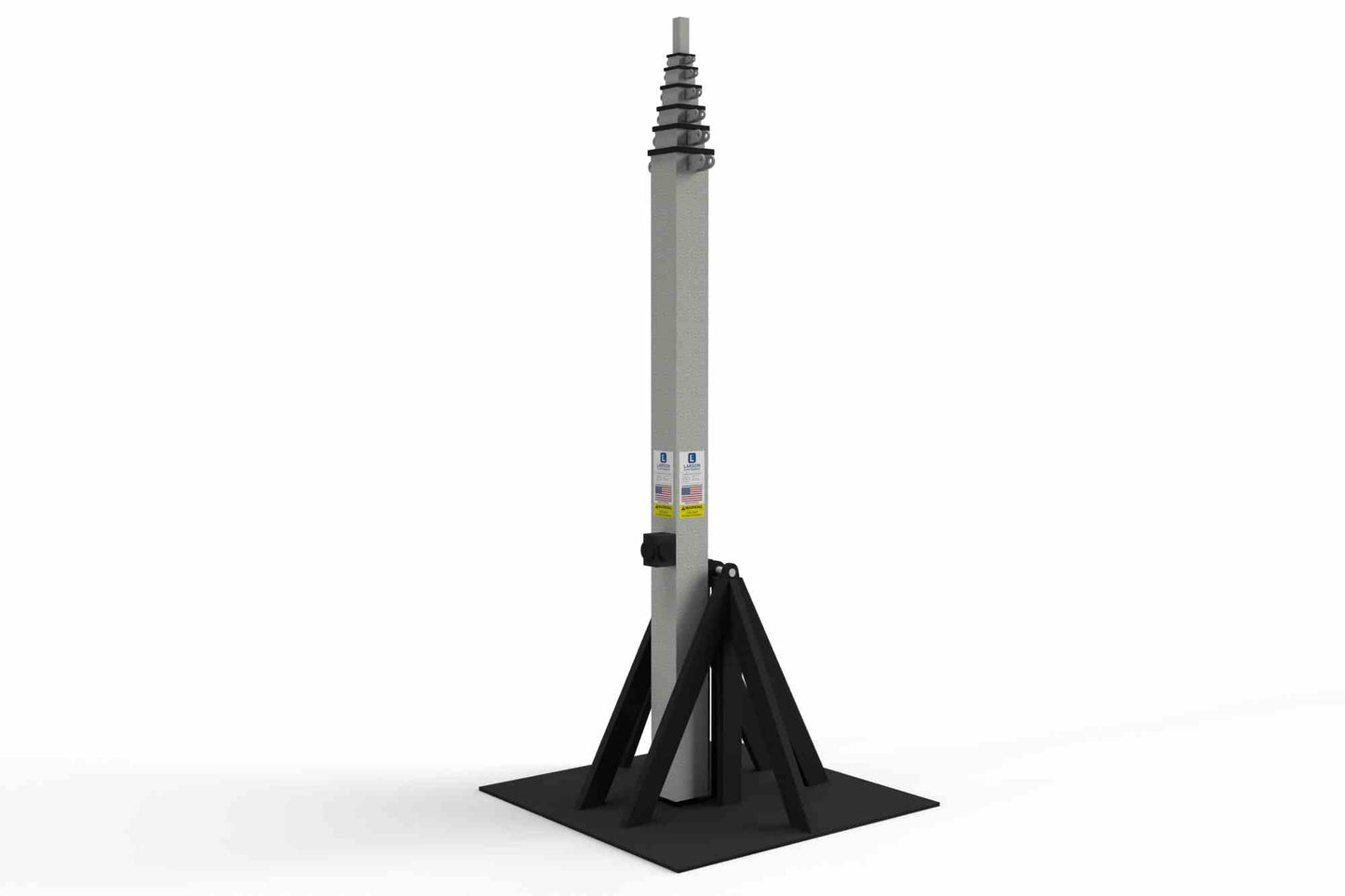 Larson Electronics 100' Self-Contained Megatower™ - 90 lb Payload Cap. - NEMA 3R Rated Control Panel, 92" x 92" Base - Visible Height Indicators