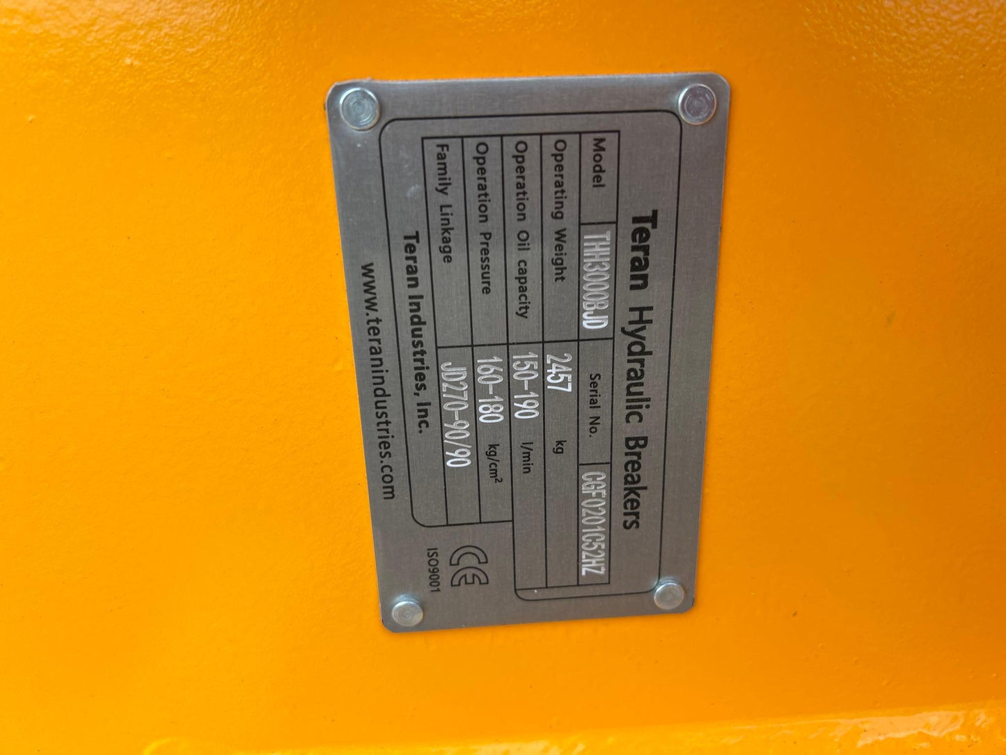TERAN THH3000BJD Hydraulic Breaker JD/EX270 Linkage, Excavator Attach