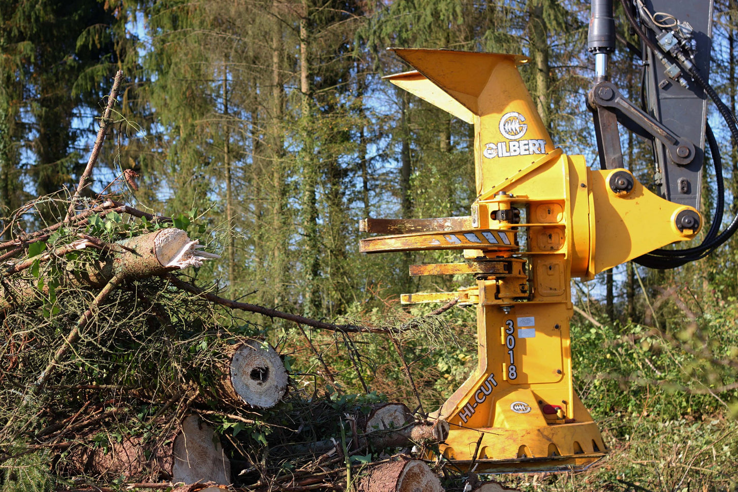 Gilbert Excavator Feller Buncher Shovel Felling Head | Model 3015, 3018 & 3020 | Cutting Capacity 14"-20" | Machine Size 15-25 Ton | For Excavators
